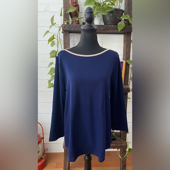 Kim Rogers: Navy Blue and Brown Boat Shirt - Picture 4 of 17